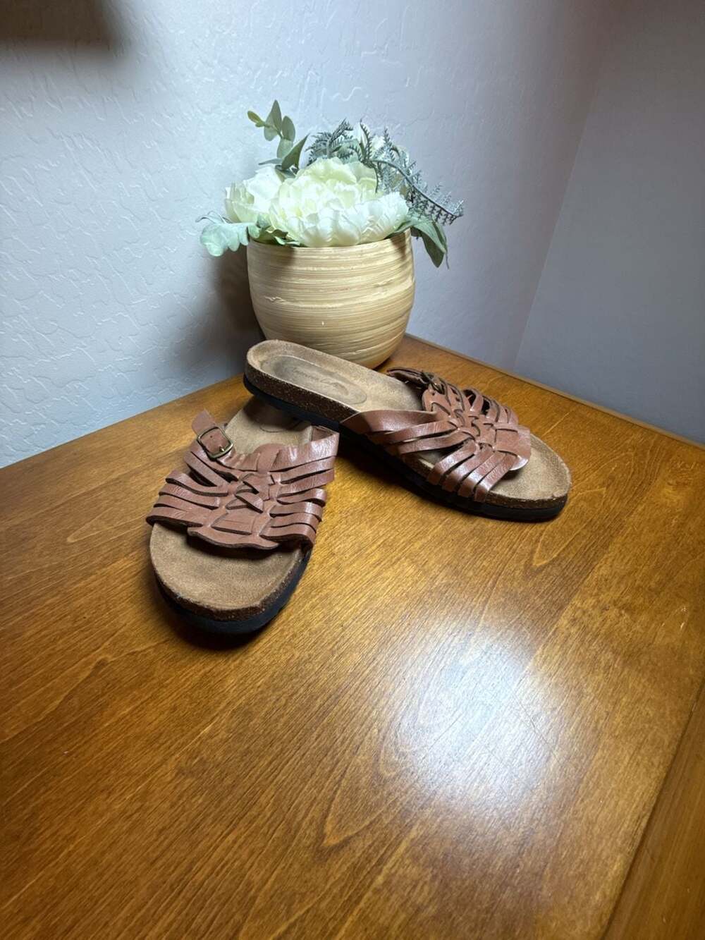 American Eagle Leather Slide Sandals Brown Size 8